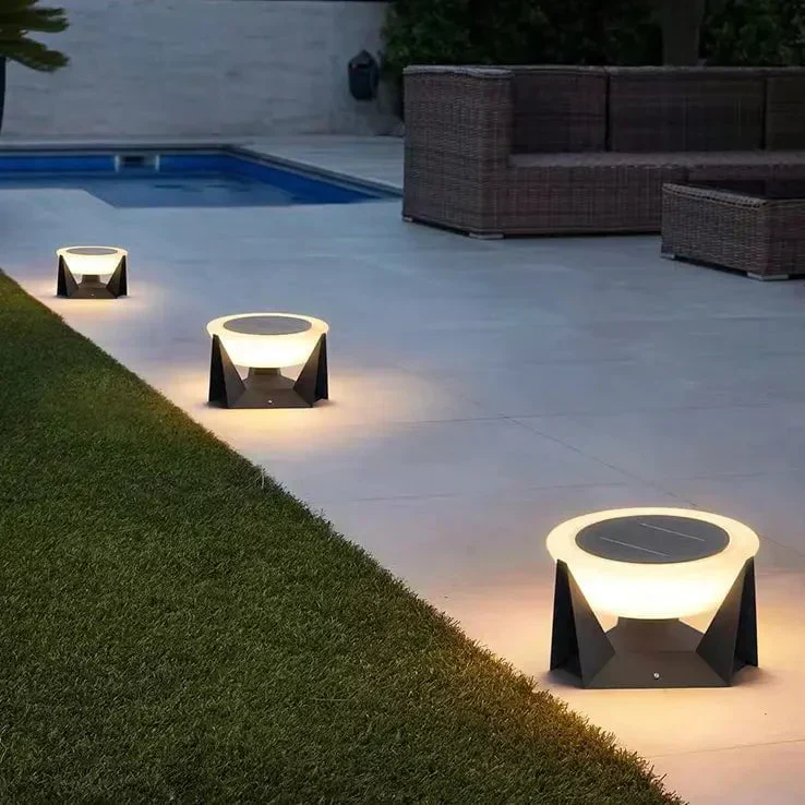 Black Solar Garden Lamp with Square Housing and White Top - Image 4