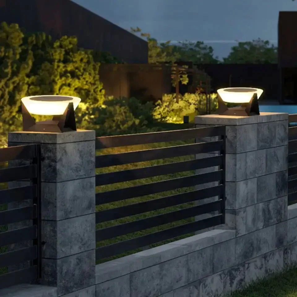 Black Solar Garden Lamp with Square Housing and White Top - Image 5