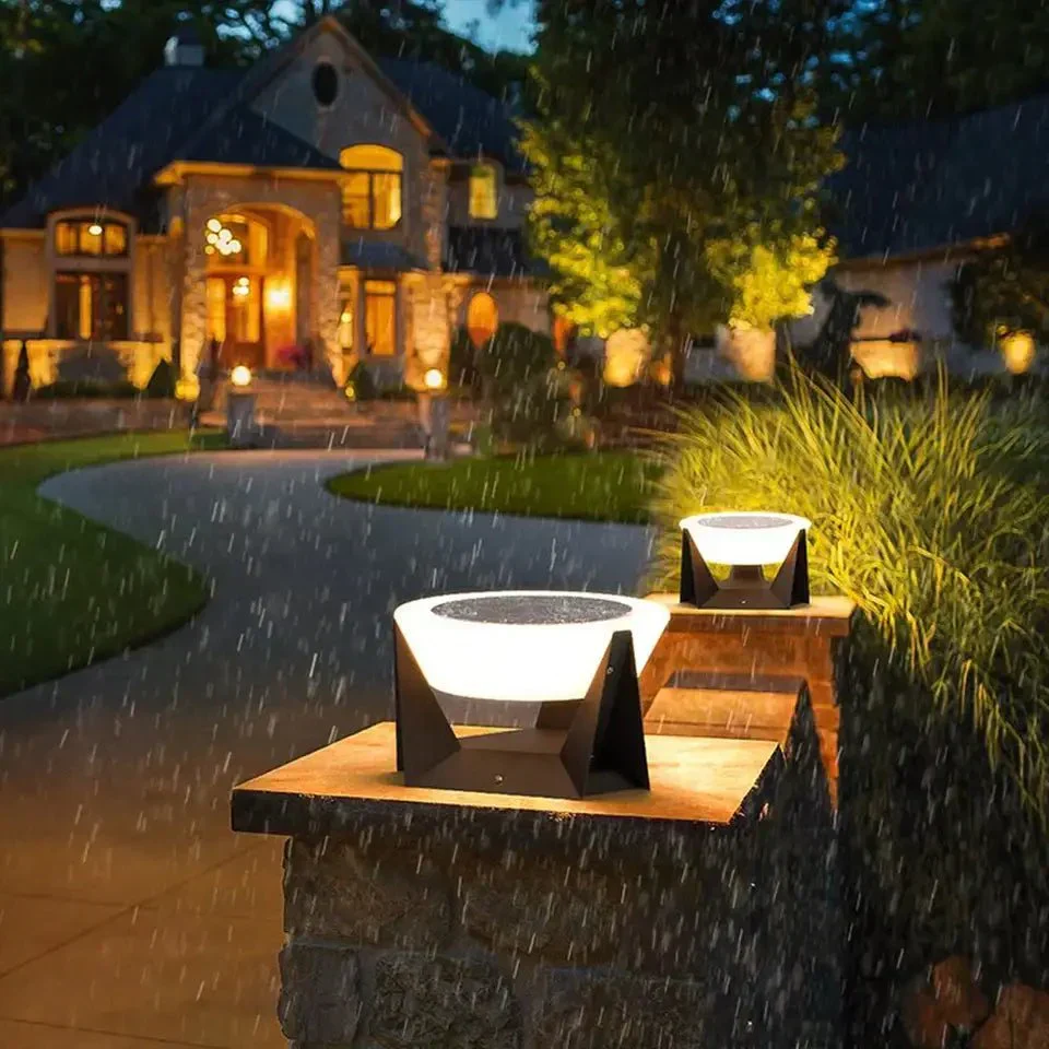 Black Solar Garden Lamp with Square Housing and White Top - Image 7