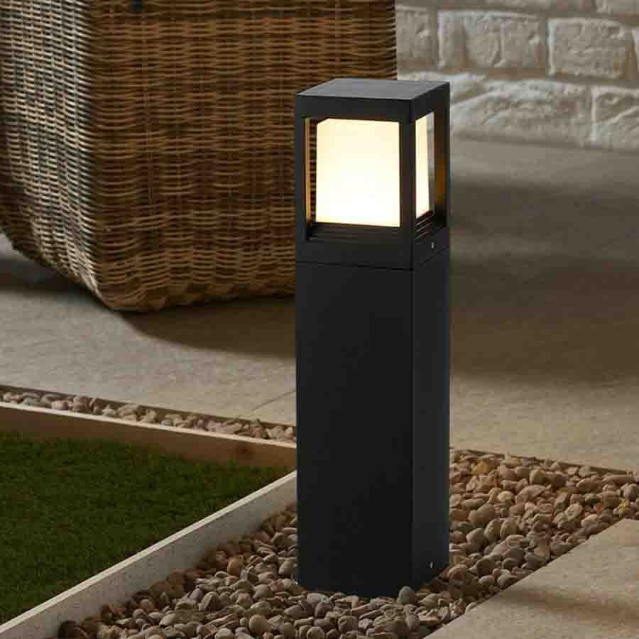 Black Square Solar Garden Post Light With Led Illumination - Image 6