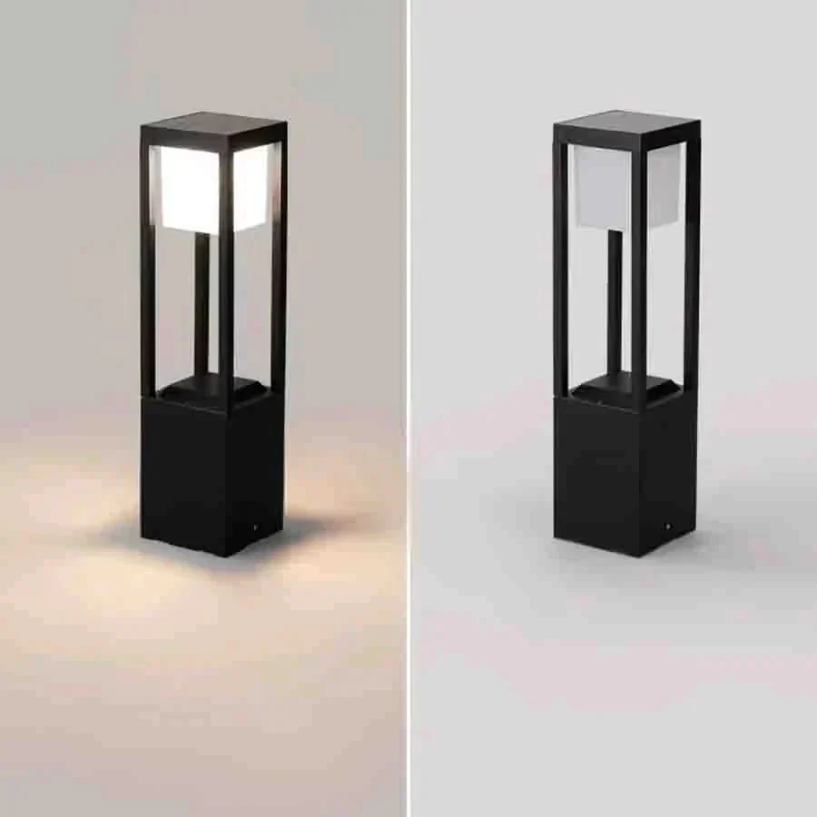 Black Square Solar Garden Post Light With Led Illumination - Image 7