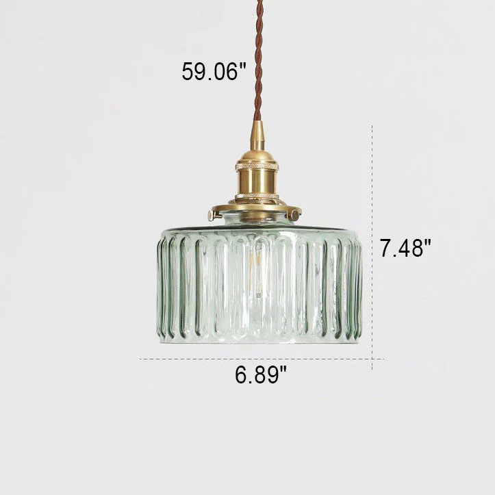 Brass Textured Glass Round Ceiling Pendant Light - Image 5