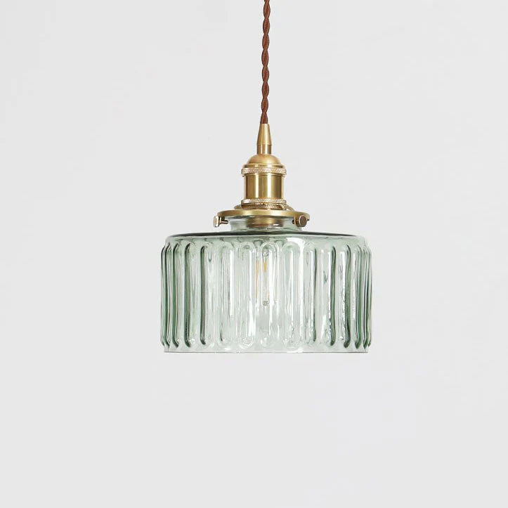 Brass Textured Glass Round Ceiling Pendant Light - Image 6