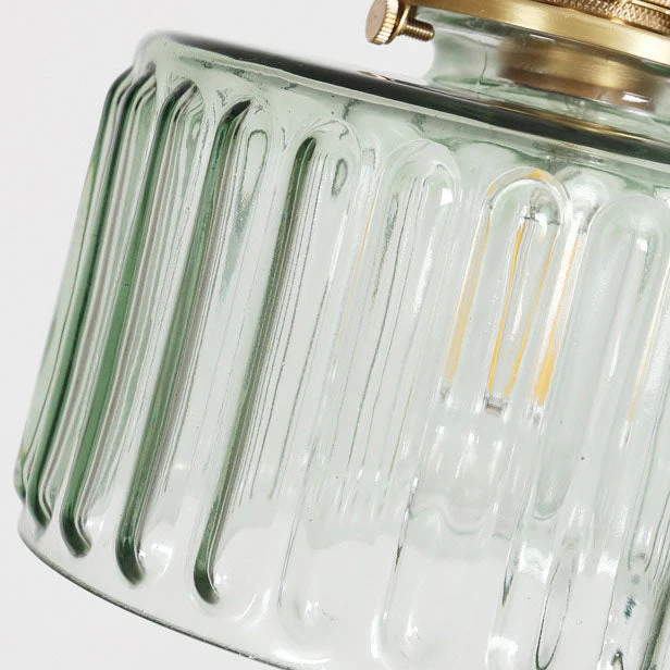 Brass Textured Glass Round Ceiling Pendant Light - Image 7