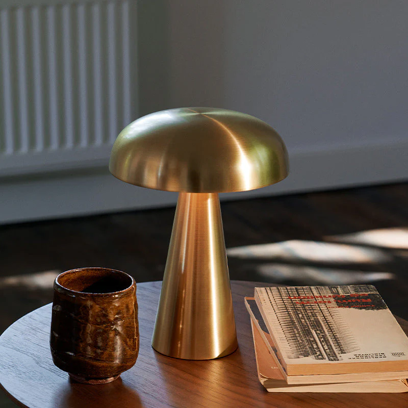 Brushed Metal Mushroom Table Lamp - Image 3