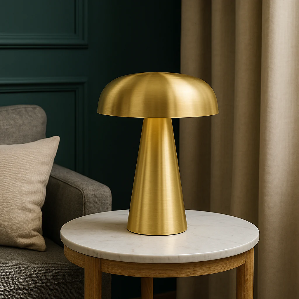 Brushed Metal Mushroom Table Lamp - Image 6
