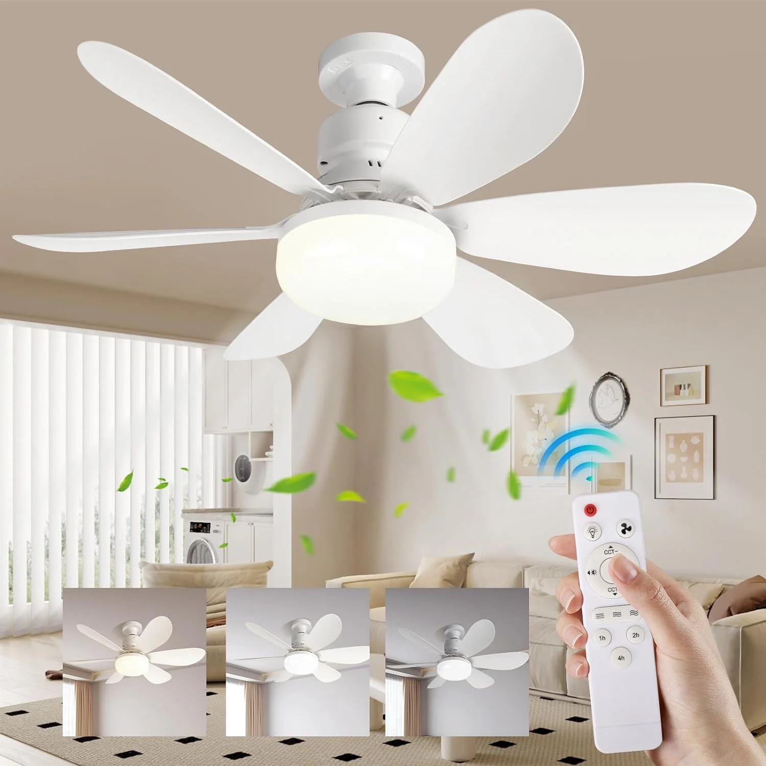 Ceiling Fan with LED Light and Remote Control
