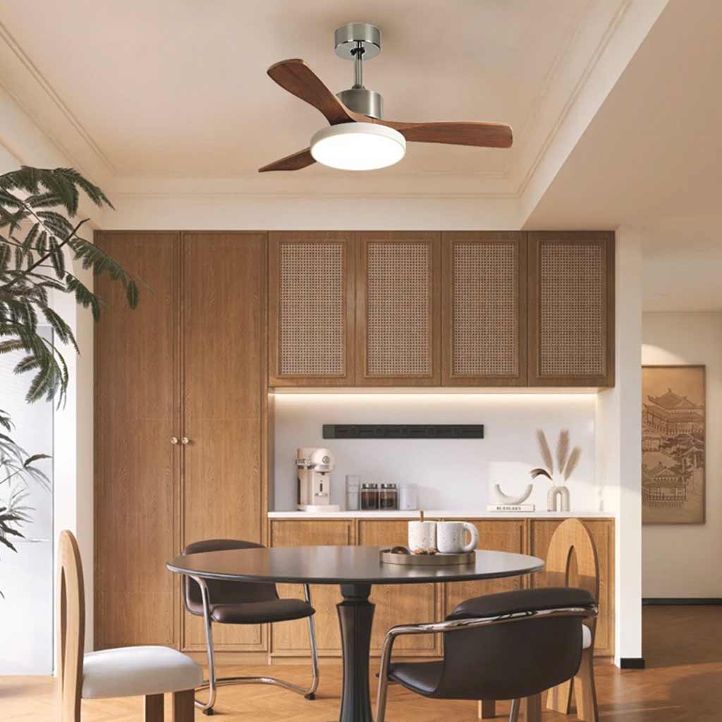 Ceiling Fan with LED Light and Three Wooden Blades - Image 3