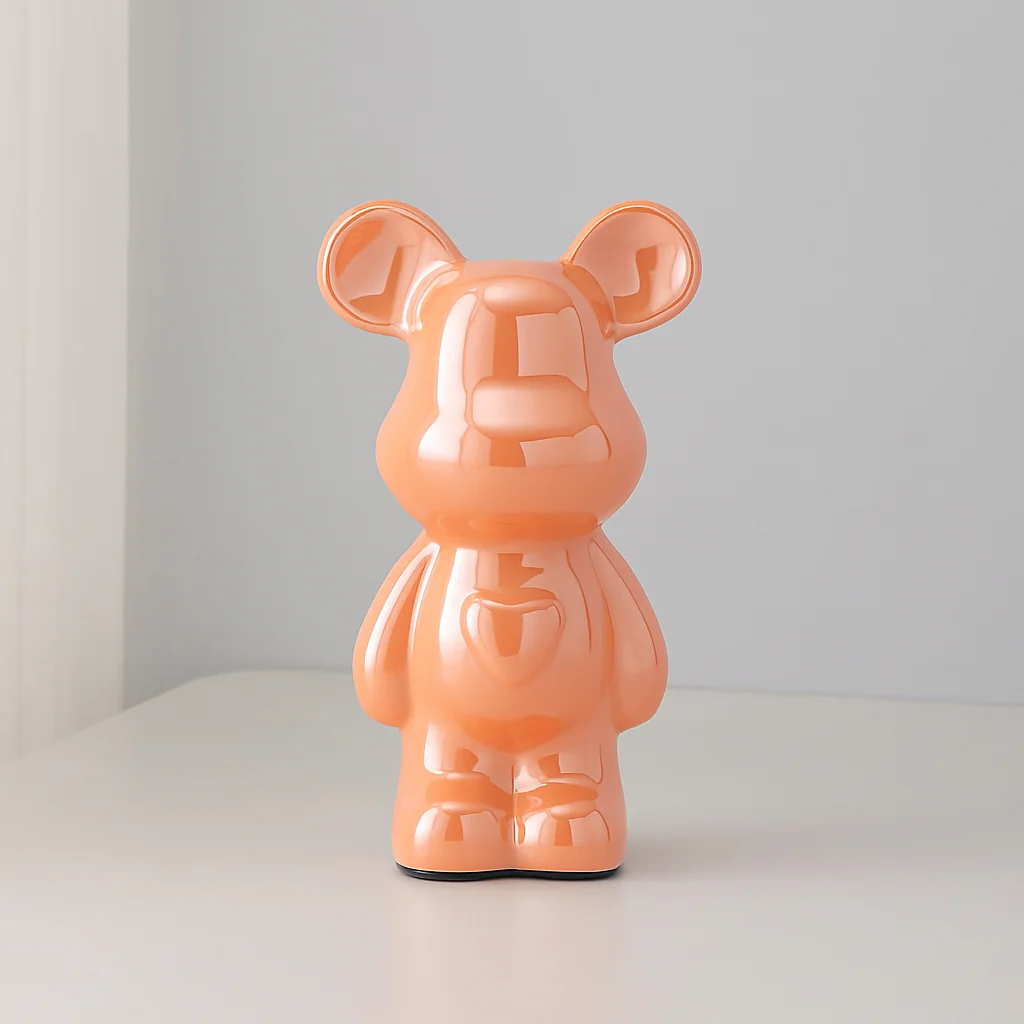 Ceramic Galvanised Bear Figurine Chrome Finish - Image 3