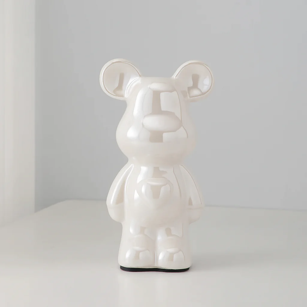 Ceramic Galvanised Bear Figurine Chrome Finish - Image 7