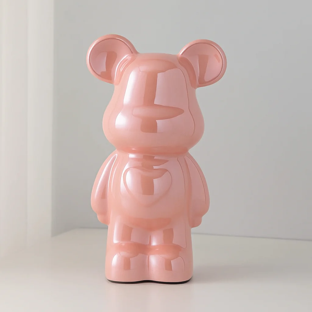 Ceramic Galvanised Bear Figurine Chrome Finish - Image 9