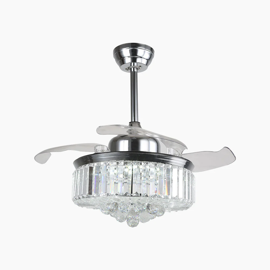 Chrome Ceiling Fan Light with Crystal Shade and Clear Blades - Image 6