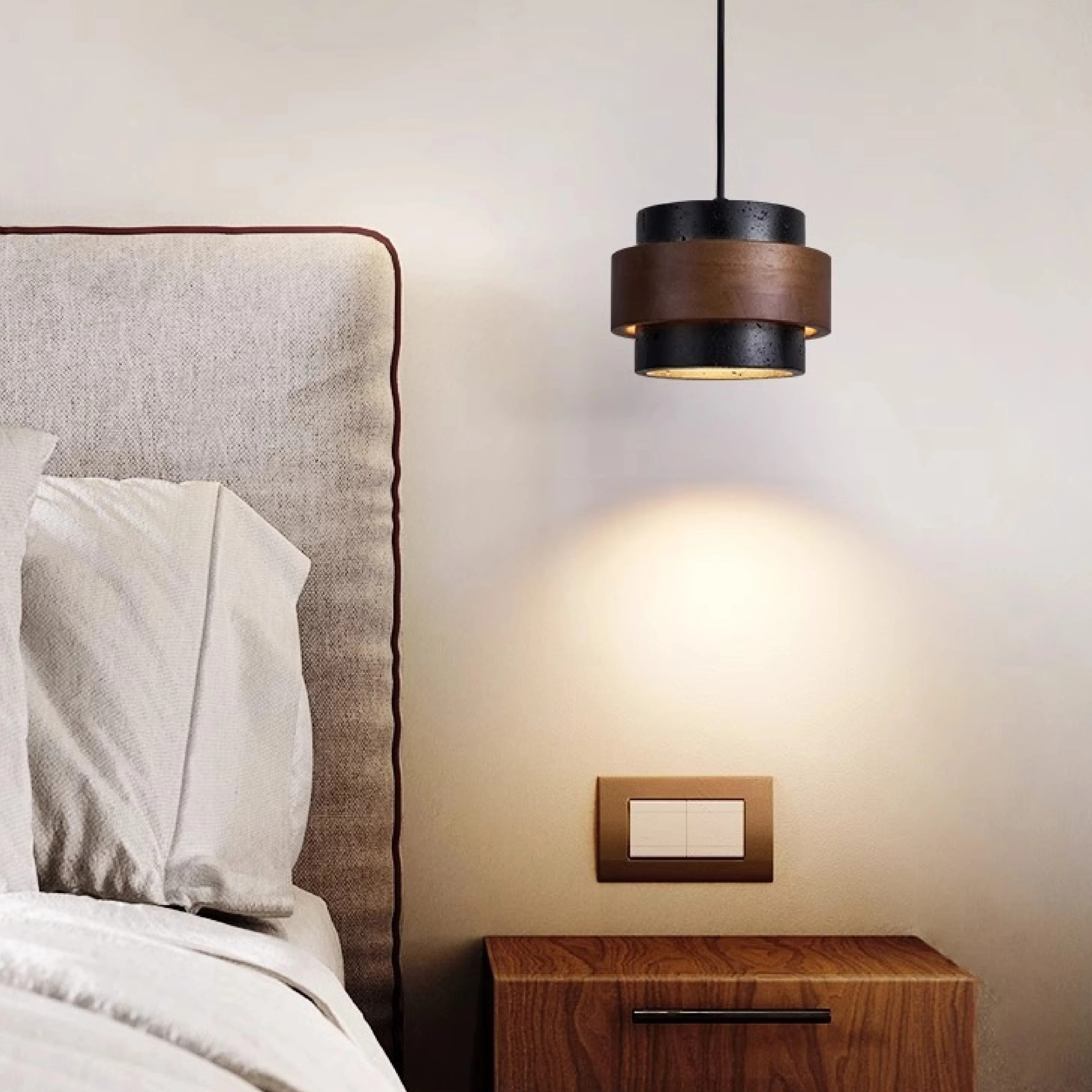 Classic Black Stone Travertine Pendant Light - Image 2