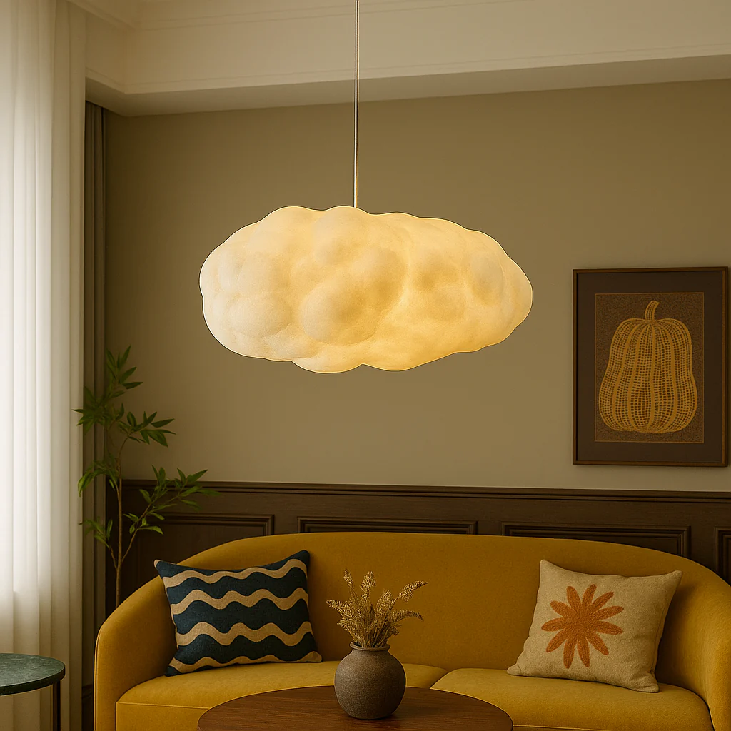 Cloud shaped pendant light with soft white shade - Image 3