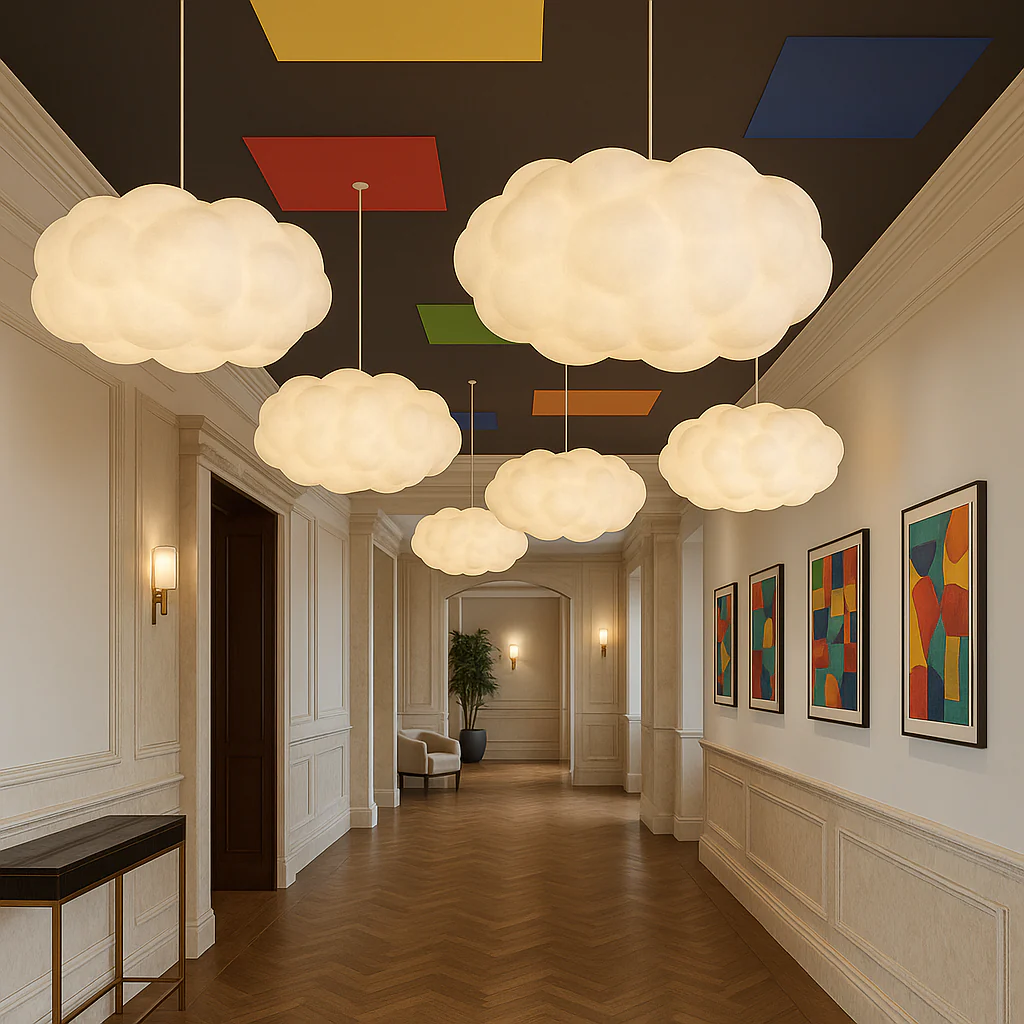 Cloud shaped pendant light with soft white shade - Image 4