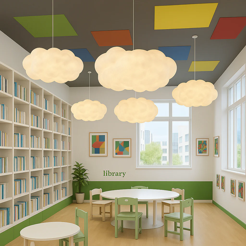 Cloud shaped pendant light with soft white shade - Image 5
