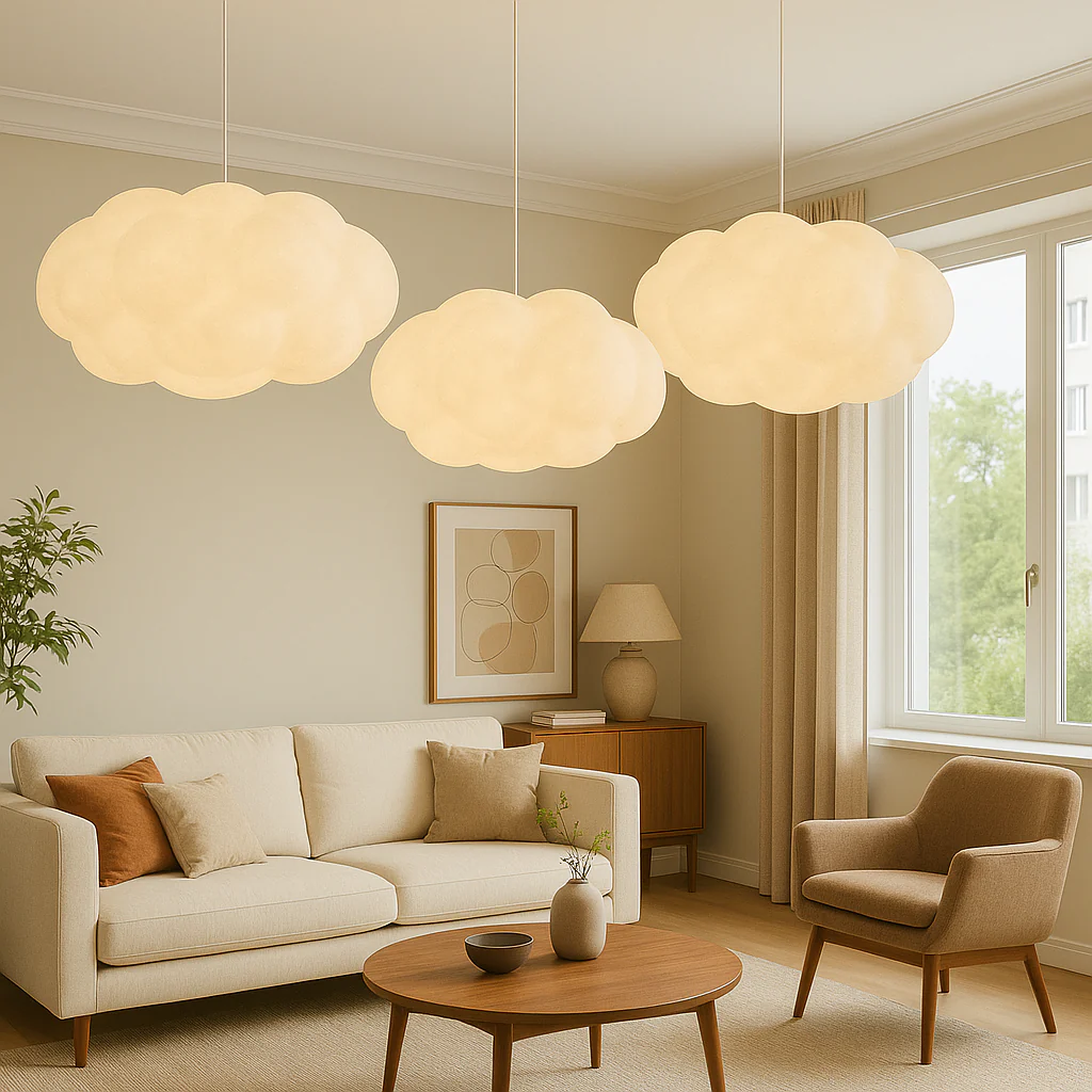 Cloud shaped pendant light with soft white shade - Image 6