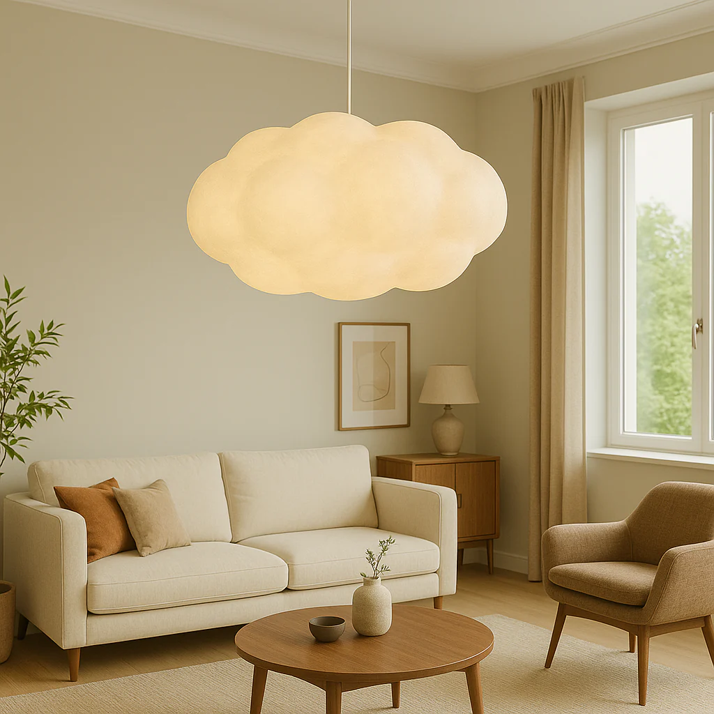 Cloud shaped pendant light with soft white shade - Image 7