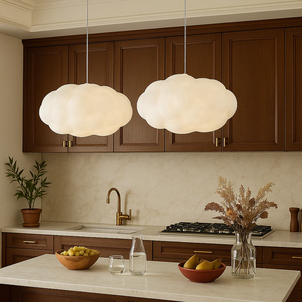 Cloud shaped pendant light with soft white shade - Image 8