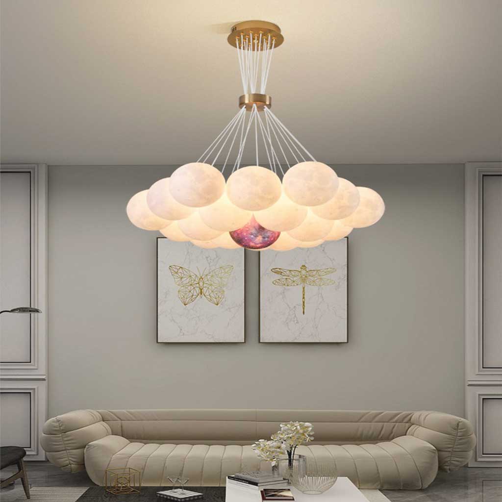 Cluster Glass-Look Globe Chandelier with Multiple Round Shades