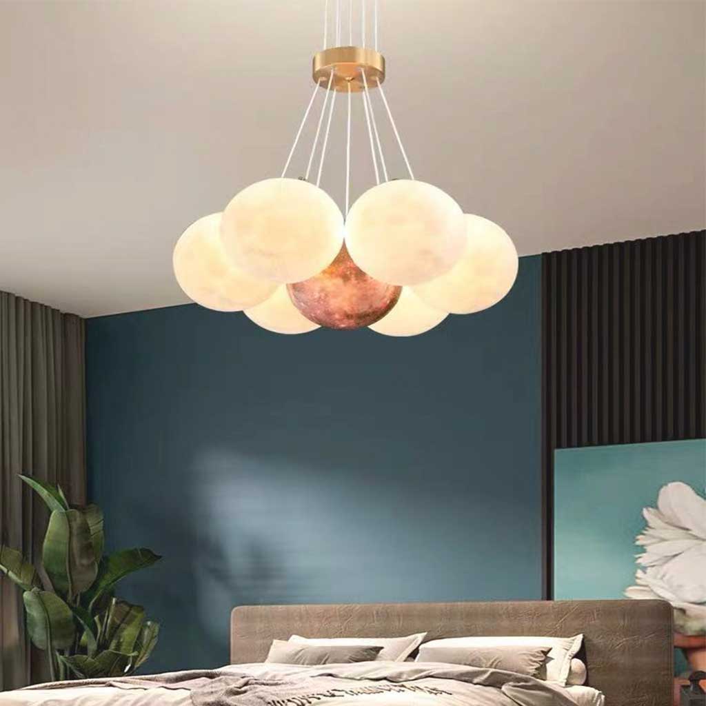 Cluster Glass-Look Globe Chandelier with Multiple Round Shades - Image 2