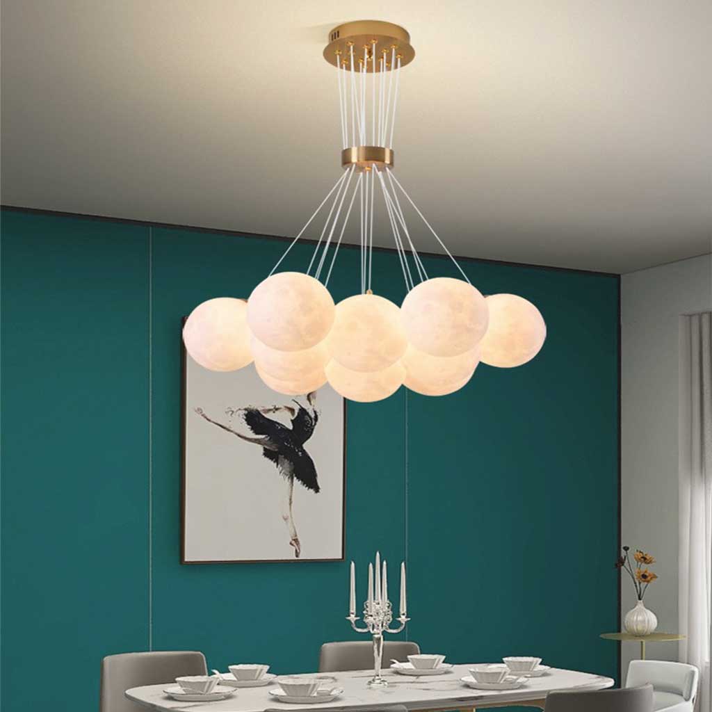 Cluster Glass-Look Globe Chandelier with Multiple Round Shades - Image 3