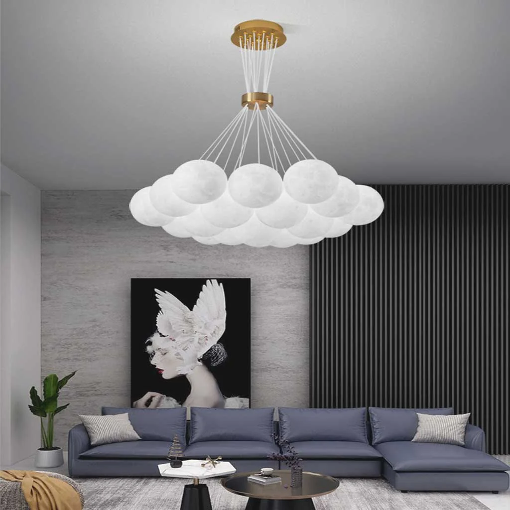 Cluster Glass-Look Globe Chandelier with Multiple Round Shades - Image 4
