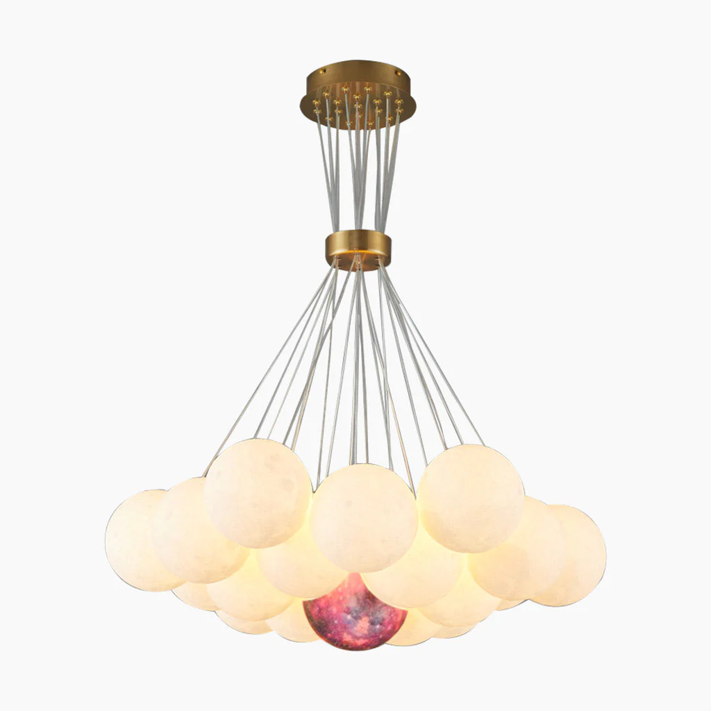 Cluster Glass-Look Globe Chandelier with Multiple Round Shades - Image 5