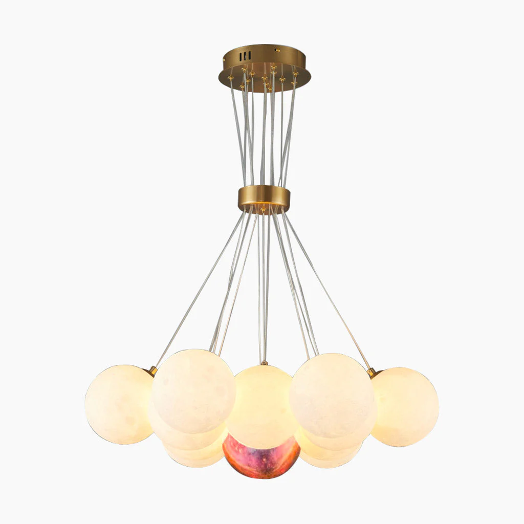 Cluster Glass-Look Globe Chandelier with Multiple Round Shades - Image 6