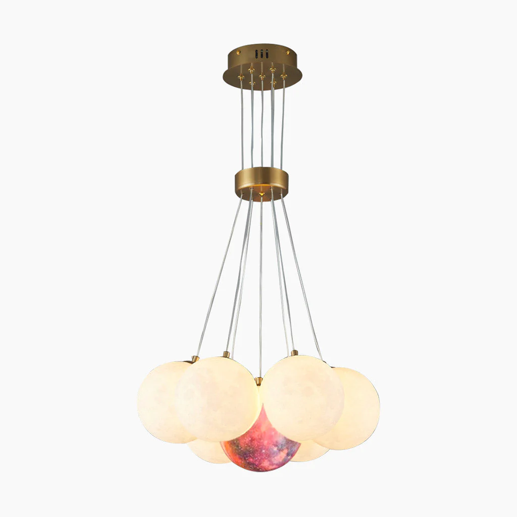 Cluster Glass-Look Globe Chandelier with Multiple Round Shades - Image 7