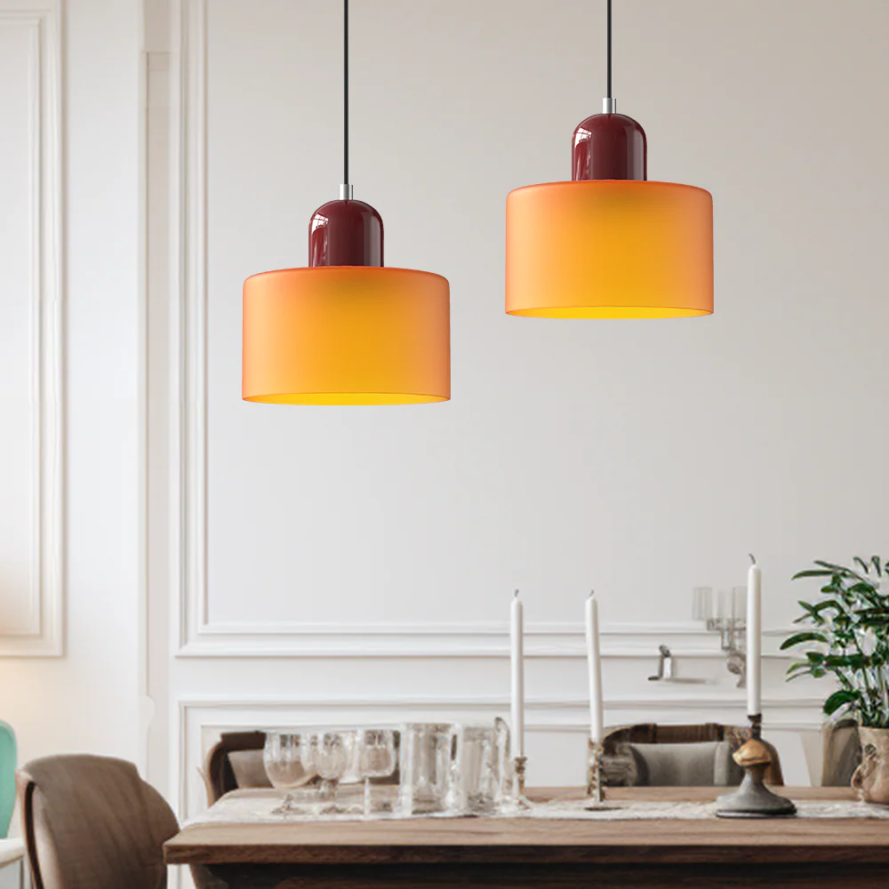Coloured glass Bauhaus pendant light - Image 2