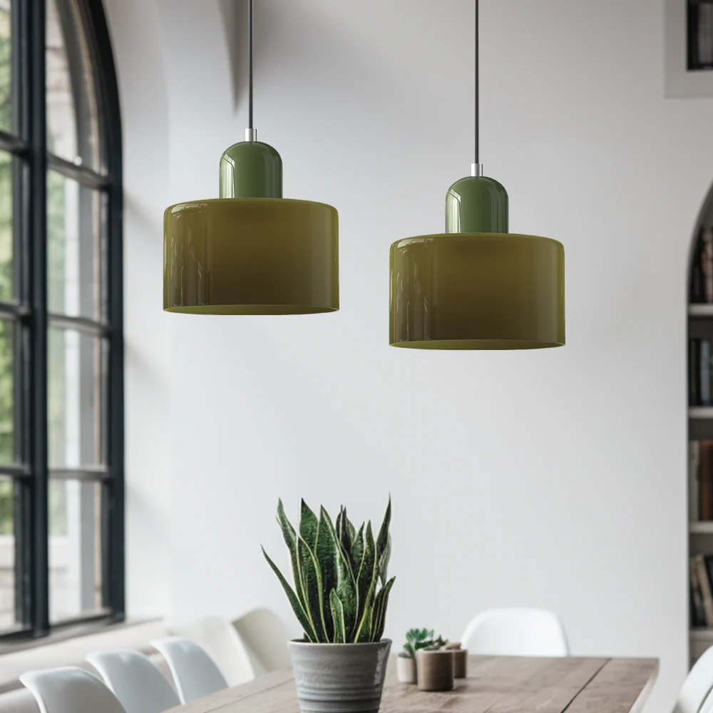Coloured glass Bauhaus pendant light - Image 3