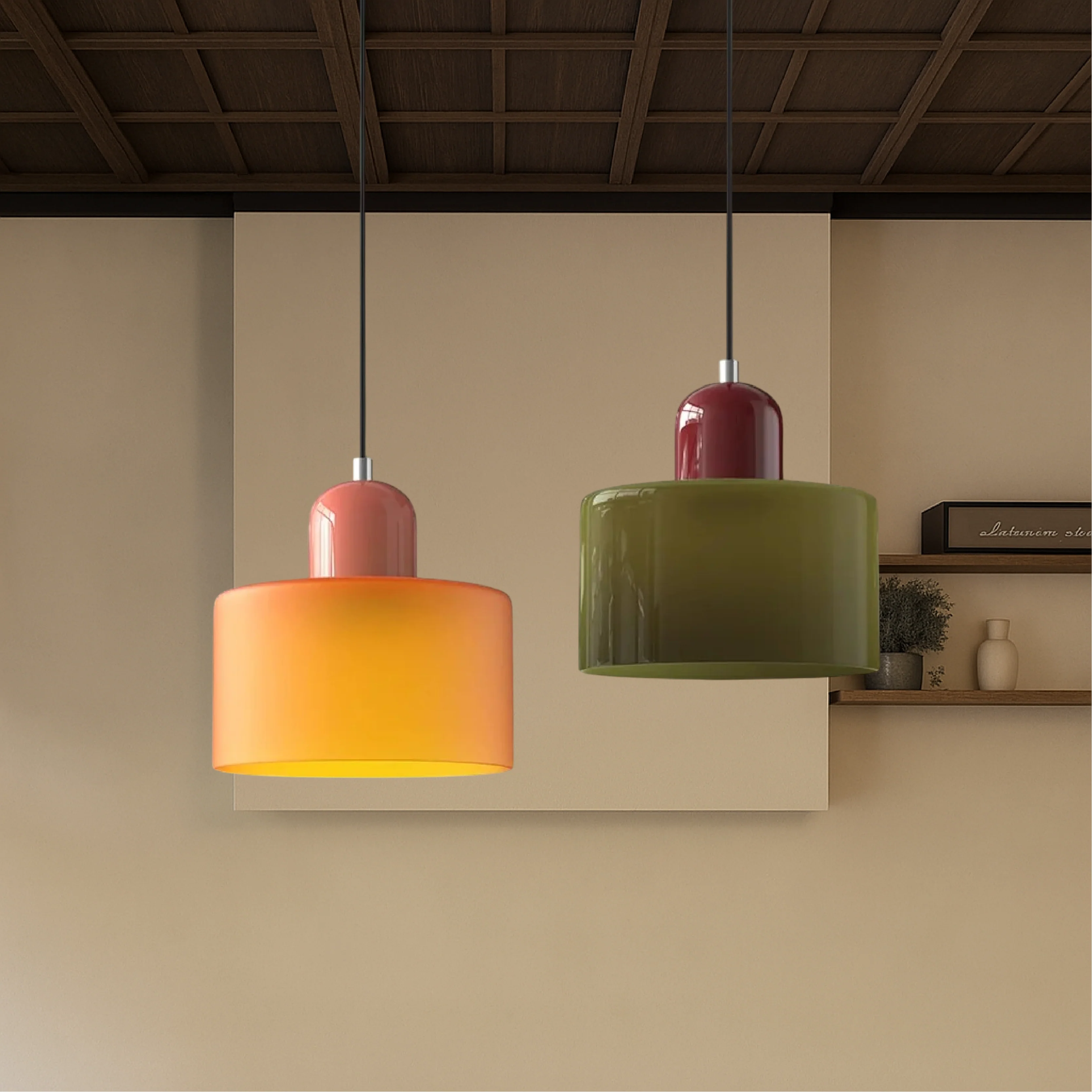 Coloured glass Bauhaus pendant light - Image 5