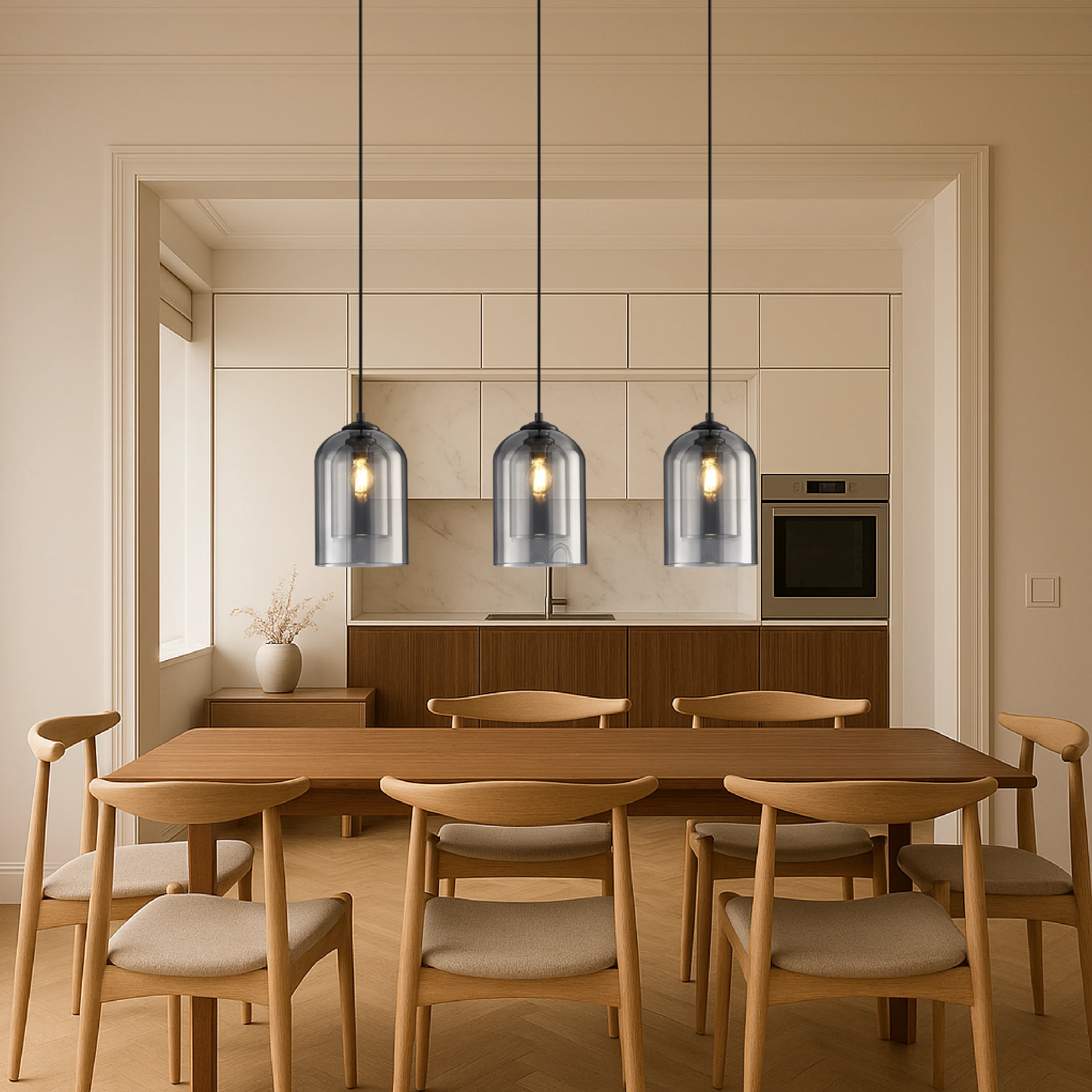 Contemporary Tinted Glass Kitchen Island Pendant - Image 3