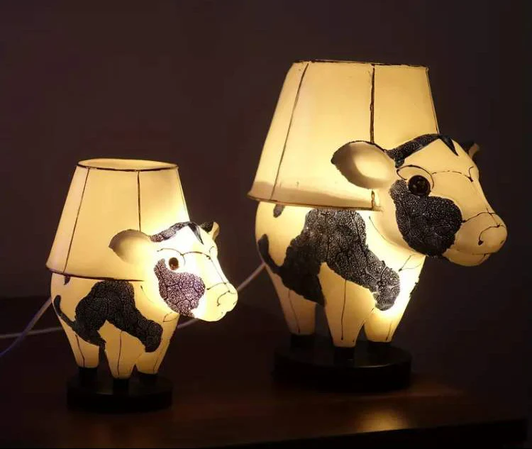 Cow Shaped LED Table Lamp with Fabric Shade - Image 2