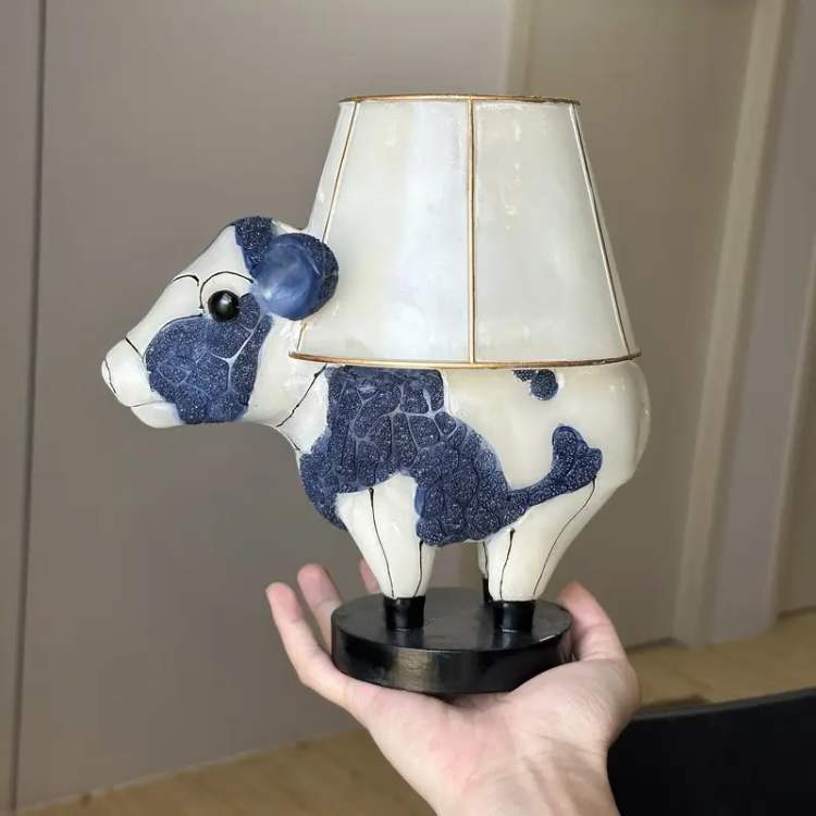 Cow Shaped LED Table Lamp with Fabric Shade - Image 5