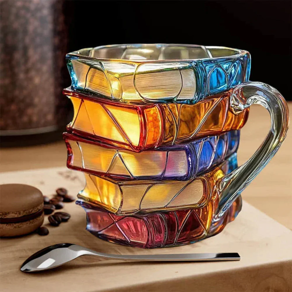 Creative Book Shaped Glass Mug Handmade Coffee Cup - Image 2