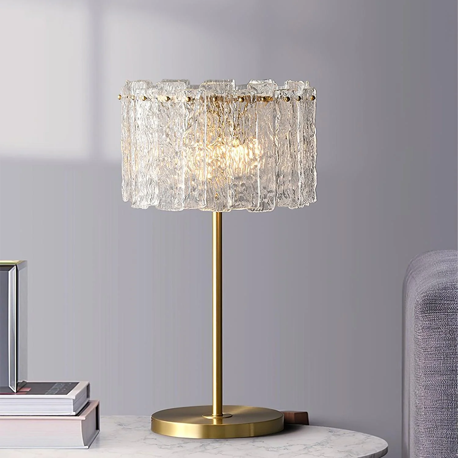 Crystal Table Lamp with Metal Stem and Round Base - Image 15