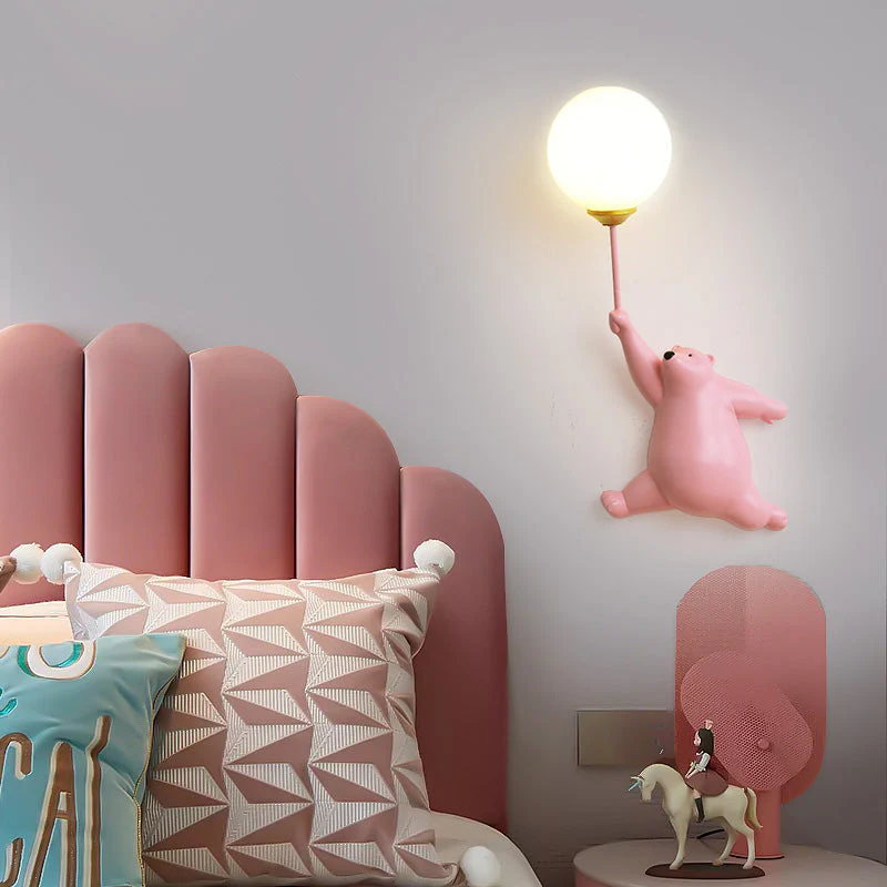 Cute Bear Wall Lamp Kids Room Balloon Light Decorative - Image 2