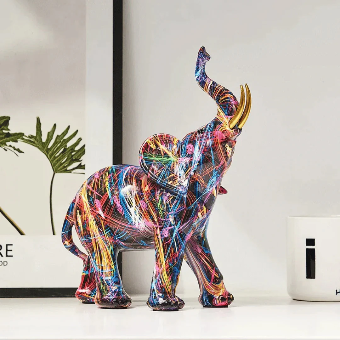 Elephant Figurine Colourful Resin Statue Modern Art Sculpture - Image 4