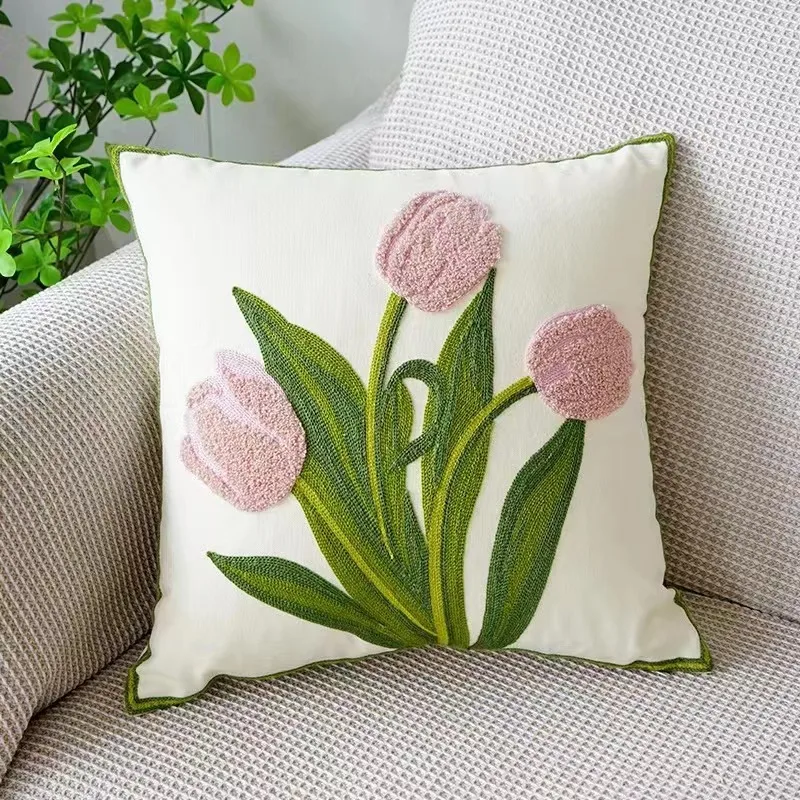 Floral Cushion Cover Embroidered Pillow Case Decorative Cover - Image 13