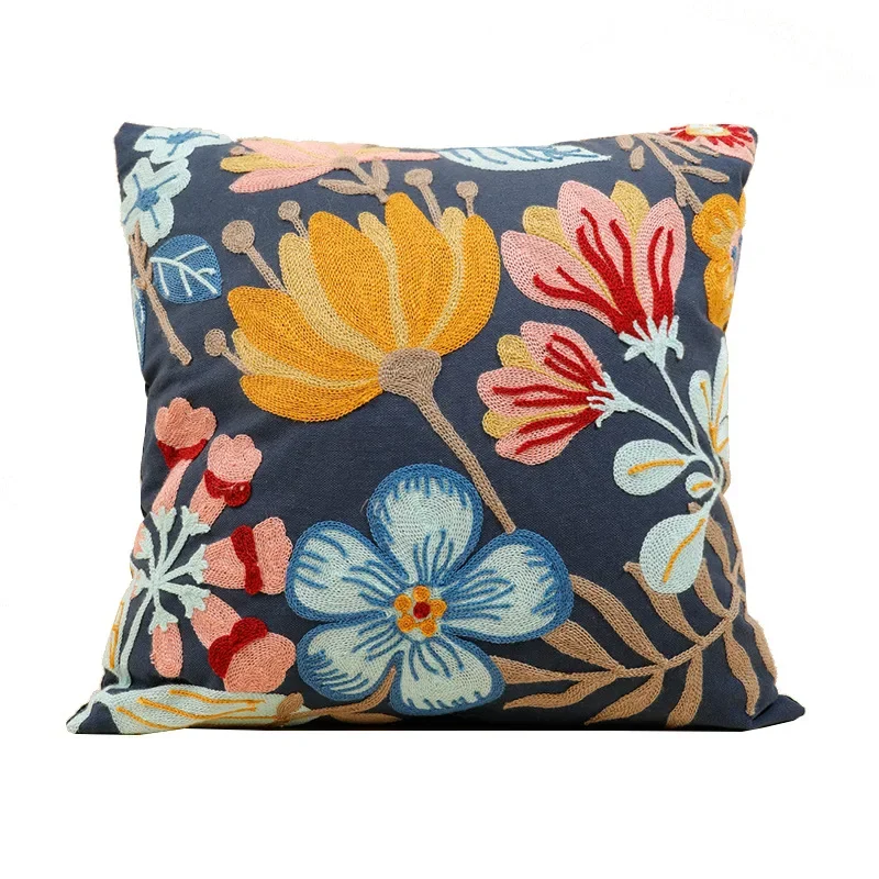 Floral Cushion Cover Embroidered Pillow Case Decorative Cover - Image 16