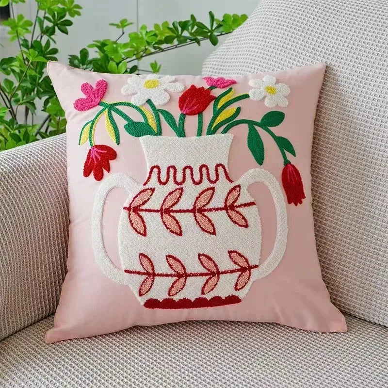 Floral Cushion Cover Embroidered Pillow Case Decorative Cover - Image 17