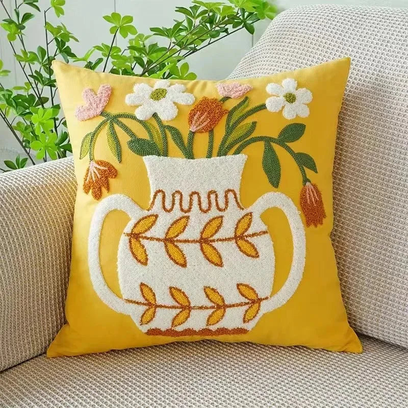 Floral Cushion Cover Embroidered Pillow Case Decorative Cover - Image 18