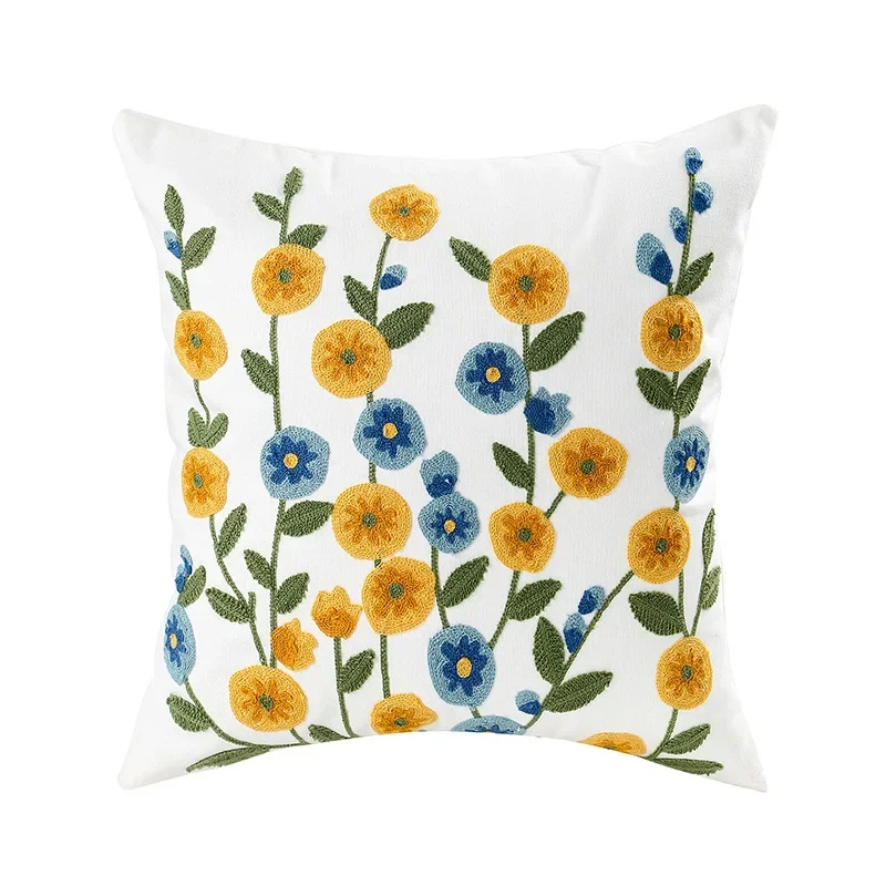 Floral Cushion Cover Embroidered Pillow Case Decorative Cover - Image 22