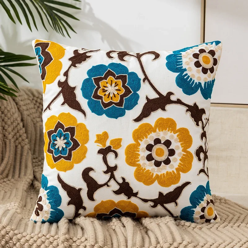 Floral Cushion Cover Embroidered Pillow Case Decorative Cover - Image 24