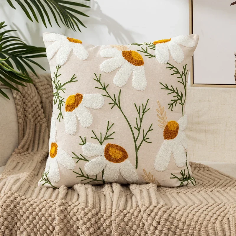 Floral Cushion Cover Embroidered Pillow Case Decorative Cover - Image 26