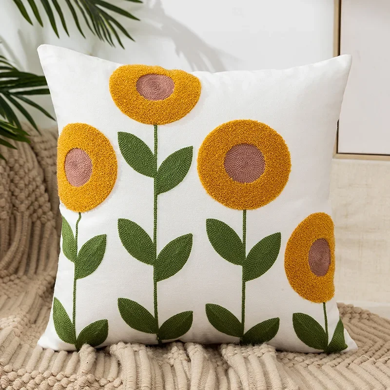 Floral Cushion Cover Embroidered Pillow Case Decorative Cover - Image 6