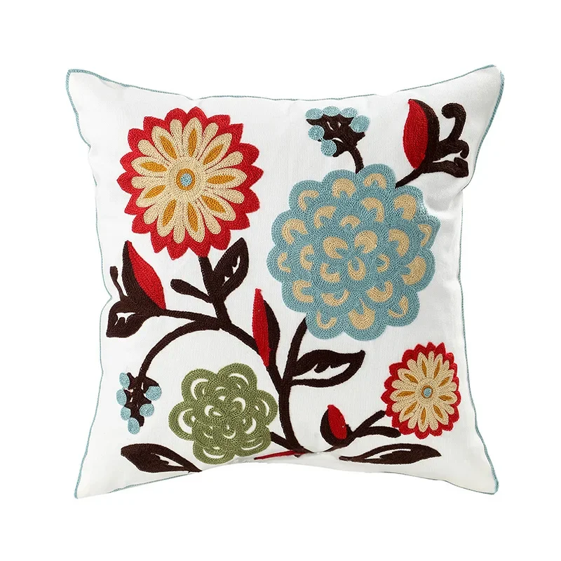 Floral Cushion Cover Embroidered Pillow Case Decorative Cover - Image 8