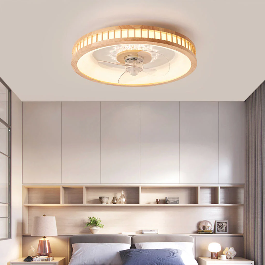 Flush Mount Three Blades Ceiling Fan with LED Ring
